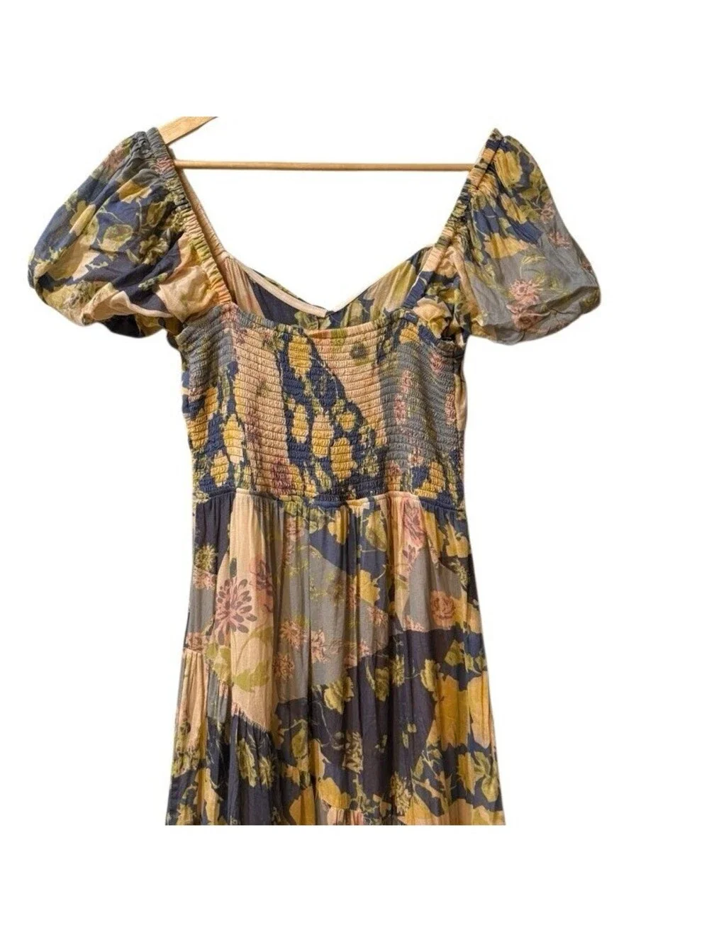 Free People Sundrenched Maxi Floral Dress Size Large Boho Cottagecore Romantic